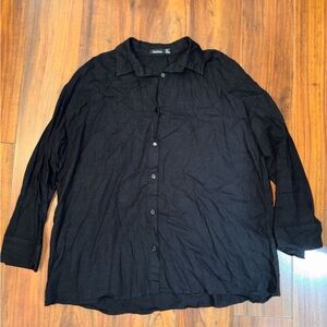 Boohoo Black Women's Lightweight Button Down Shirt